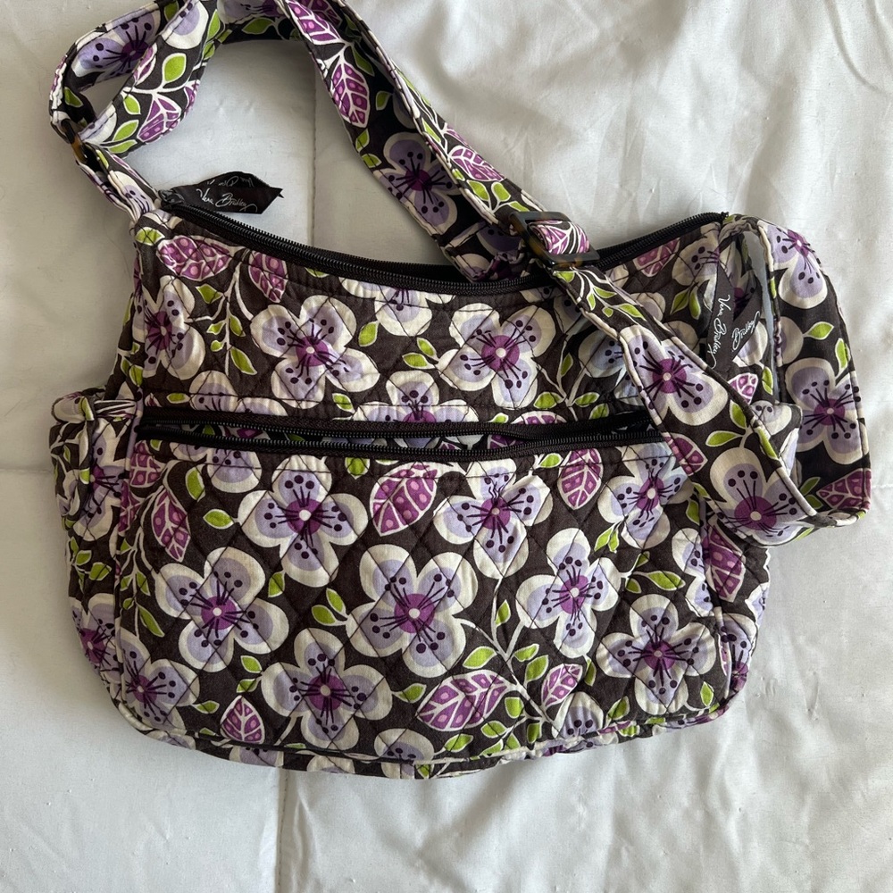 Vera Bradley Floral Shoulder Bag in Purple and Green